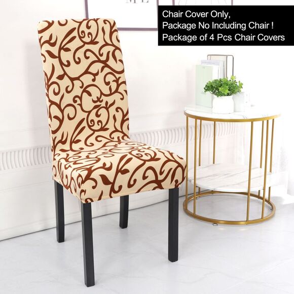 4pcs Slipcovers Dining Room Stool Chair Cover Champagne and Coffee Color - Picture 2 of 6